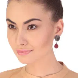 Imli Street Red & Golden Drop Earrings-image-63