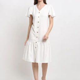 BRINNS White Midi A Line Dress-image-30