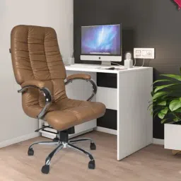 Adiko Systems Beige Leatherette Center-Tilt Mechanism High Back Executive Chair-image-85