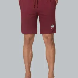 Van Heusen Regular Fit Drawstring Waist Functional Pockets Shorts - Wine-image-3