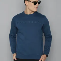 Louis Philippe Blue Cotton Regular Fit Printed Sweatshirt-picture-37