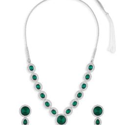 Zaveri Pearls Statement Green Alloy Sets-image-83