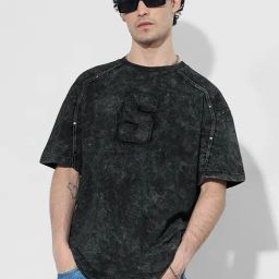 The Souled Store Black Cotton Loose Fit Printed T-Shirt-10