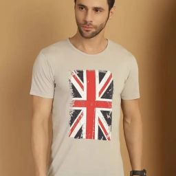 Vimal Jonney Light Grey Regular Fit Printed Crew T-Shirt-image-87