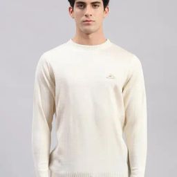 Monte Carlo Cream Wool Blend Regular Fit Solid Pullover-picture-7