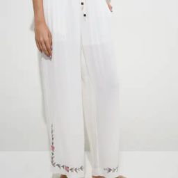 Bombay Paisley by Westside Ivory Floral Embroidered High-Rise Pants-image-45