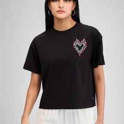 Spykar Black Printed Oversized T-Shirt-10