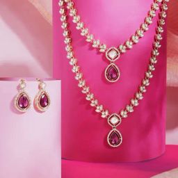 Zaveri Pearls Layered Purple Alloy Sets-43