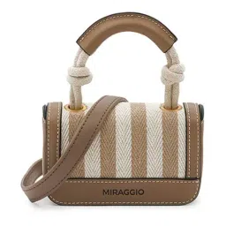 Miraggio Gia Beige Striped Small Mini Cross Body Bag-image-85