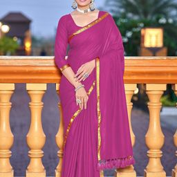 LeeliPeeri Designer Solid Zari Saree With Unstitched Blouse Piece-11