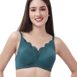 Soie Teal Lace Full Coverage Bra-picture-16