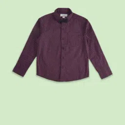 Pantaloons Junior Maroon Cotton Printed Full Sleeves Shirt-picture-28