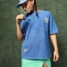 Bewakoof Blue Graphic Print Oversized T-Shirt-picture-28