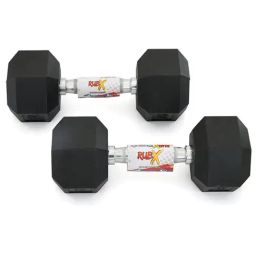 RUBX Rubber Coated Professional Exercise Hex Dumbbells (Pack of Two) 15 Kg x 2pc (Total = 30 kg)-image-7