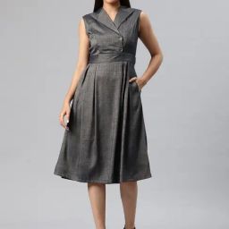 Cottinfab Grey A Line Dress-image-36