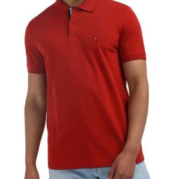 Tommy Hilfiger Red Cotton Solid Men Regular Fit Polo T-Shirt-picture-39