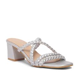 Eridani Women's Valeria Silver Woven Strappy Heels-image-9