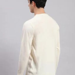 Monte Carlo Cream Wool Blend Regular Fit Solid Pullover image 2