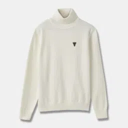 Blue Giraffe Boys White Cotton Solid Full Sleeves Sweater-image-31