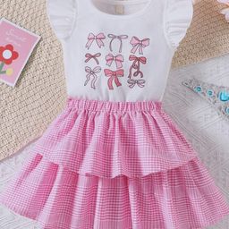 LULU & SKY Girls Printed Top with Skirt-image-72