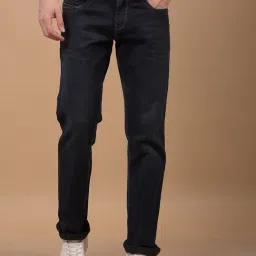 Crimsoune Club Blue Cotton Blend Straight Fit Solid Straight Jeans-image-30