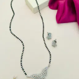 Abdesigns Silver American Diamond Studded Beaded Minimal Mangalsutras-image-24