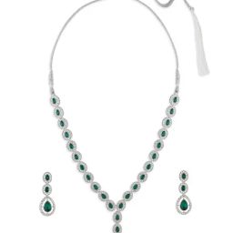 Zaveri Pearls Statement Green Alloy Sets-image-35