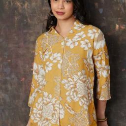 Melange By Lifestyle Mustard Regular Fit Printed Tunic-picture-26