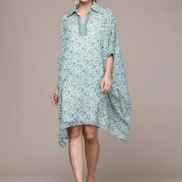 Aarke Ritu Kumar Green Star Jasmine Kaftan Dress With Camisole-image-64
