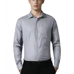 Louis Philippe Grey Cotton Regular Fit Texture Shirt-picture-8