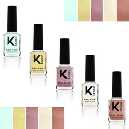 KINDED Set Of 5 Metallic Long Lasting Nail Paint - 9 ml Each - Shade 51-52-53-54-55-10