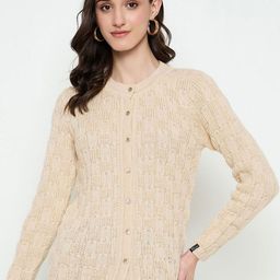 CREATIVE LINE Women Cable Knit Woollen Cardigan-image-94