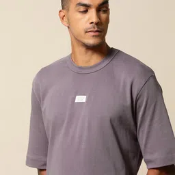 Mr Bowerbird Men Purple Pure Cotton Philosophy Crew Neck Oversized Pure Cotton T-shirt-image-35