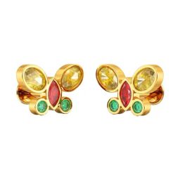 Joyalukkas 22k (916) Elegant Flutter Gold Stud Earrings For Women-image-22