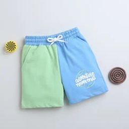 Bumzee Kids Blue & Green Color Block Shorts-image-72