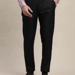 Turtle Black Slim Fit Chequered Trousers-image-63