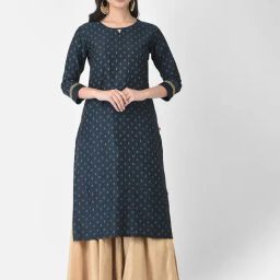 Span Blue Embroidered Straight Kurta-image-92
