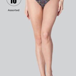 Lyra Assorted Color Cotton Printed Bikini Panties - Pack Of 10-image-88