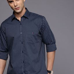 Louis Philippe Sport Slim Fit Self Striped Pure Cotton Casual Shirt-image-98