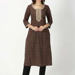 Saffron Threads Black Printed Straight Kurta-image-63