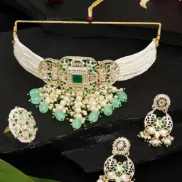 Zaveri Pearls Kundan Green Alloy Sets-image-52
