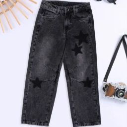 Pantaloons Junior Girls Jet Black Printed Jeans-picture-28