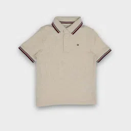 TOMMY HILFIGER Boys Beige Cotton Solid Polo T-Shirt-picture-46