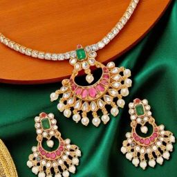 OOMPH Gold American Diamond Necklace & Earring Set-26