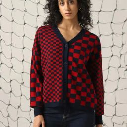 Hubberholme Navy & Red Checks Sweater-21