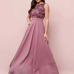 Miss Chase Lavender Round Neck Sleeveless Lace Overlaid Maxi Dress-picture-45
