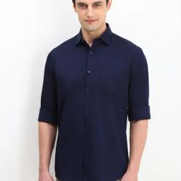 Allen Solly Navy Cotton Slim Fit Shirt-image-93