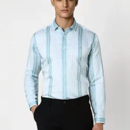 Van Heusen Blue Slim Fit Striped Shirt-picture-36