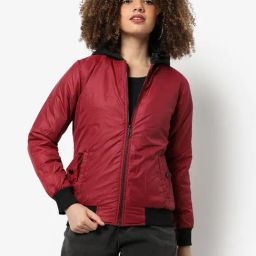 Campus Sutra Red Regular Fit Bomber Jacket-picture-6
