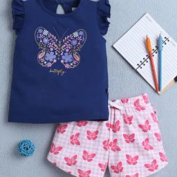 Bumzee Girls Navy Cotton Printed Tshirt and Shorts-image-75